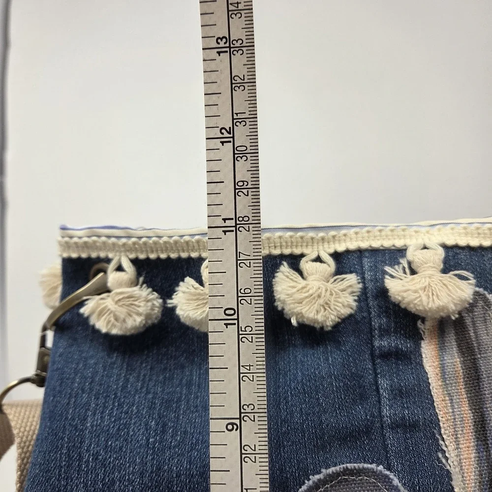 Handcrafted Upcycled Denim Bird Wildlife Tote HandBag Purse Adjustable Crossbody